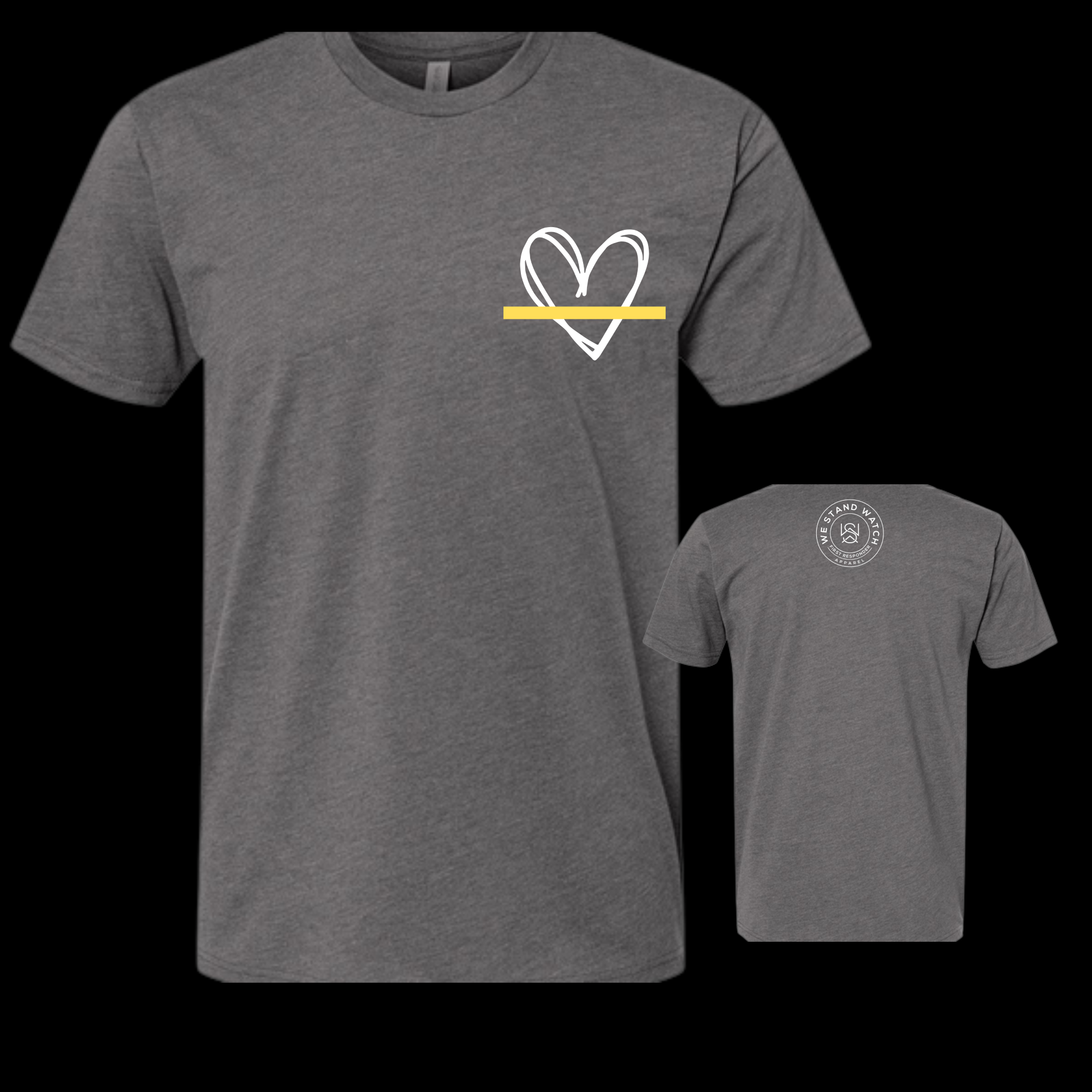 White Simplistic Heart Yellow Line - We Stand Watch