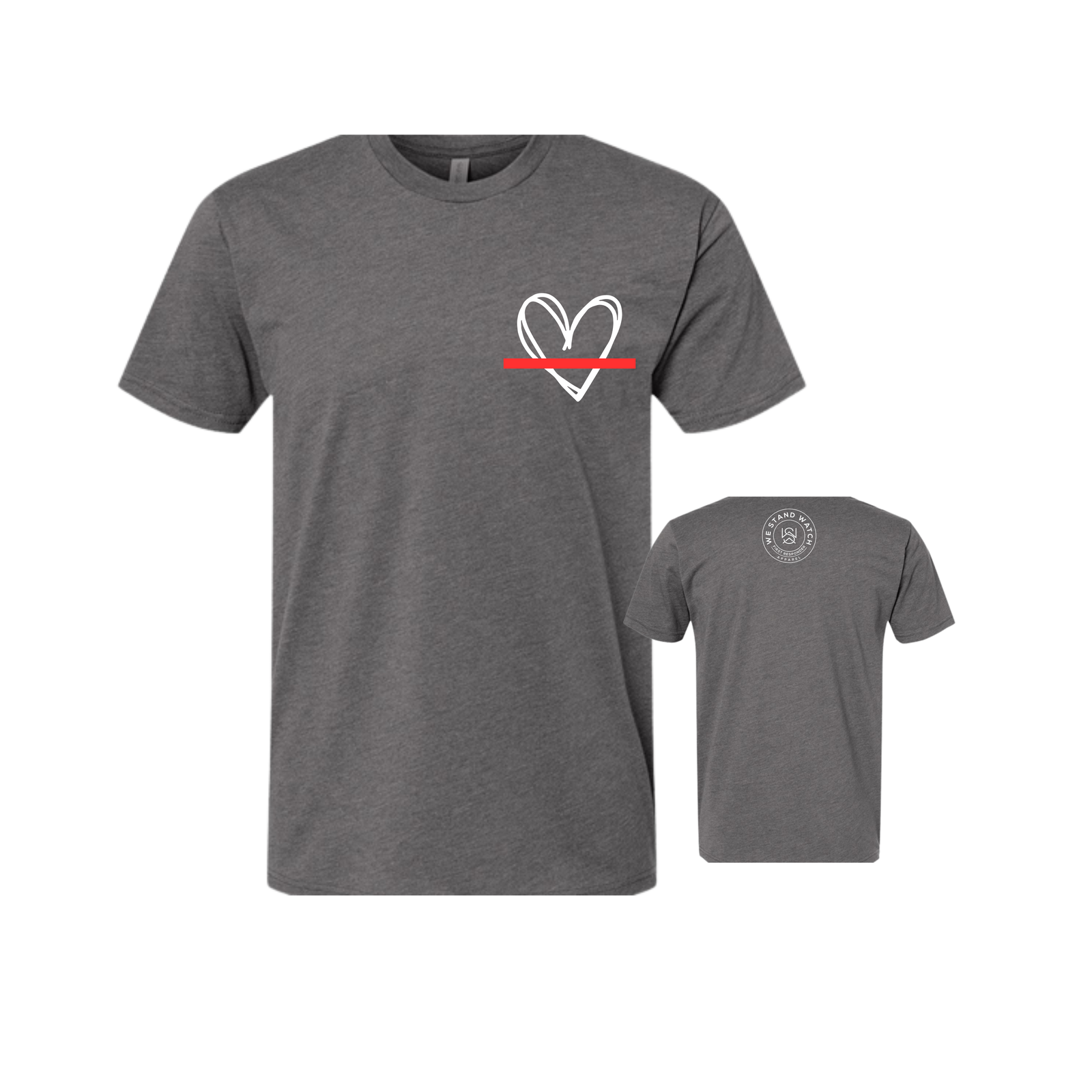 White Simplistic Heart Red Line