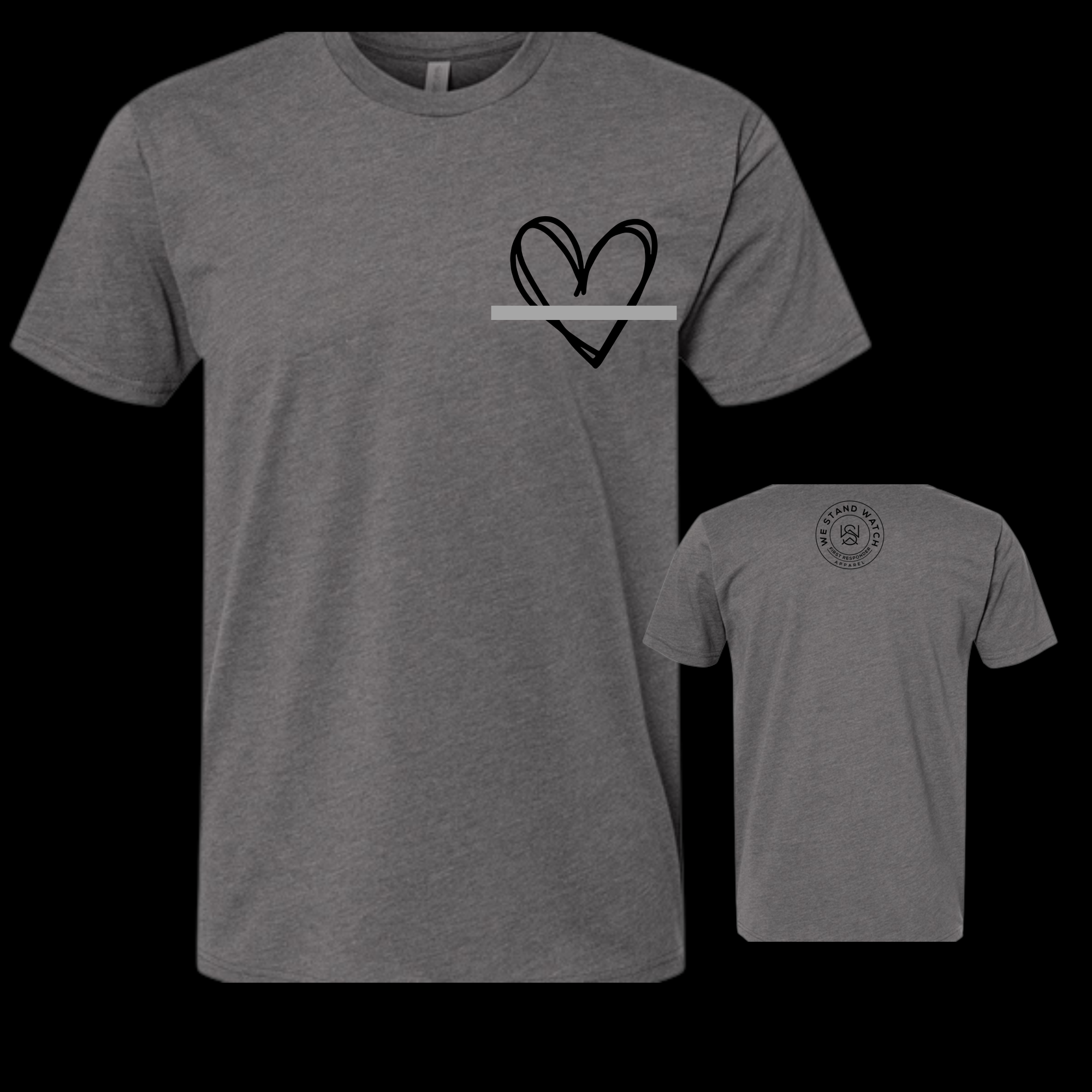Corrections Black Simplistic Heart Grey Line - We Stand Watch