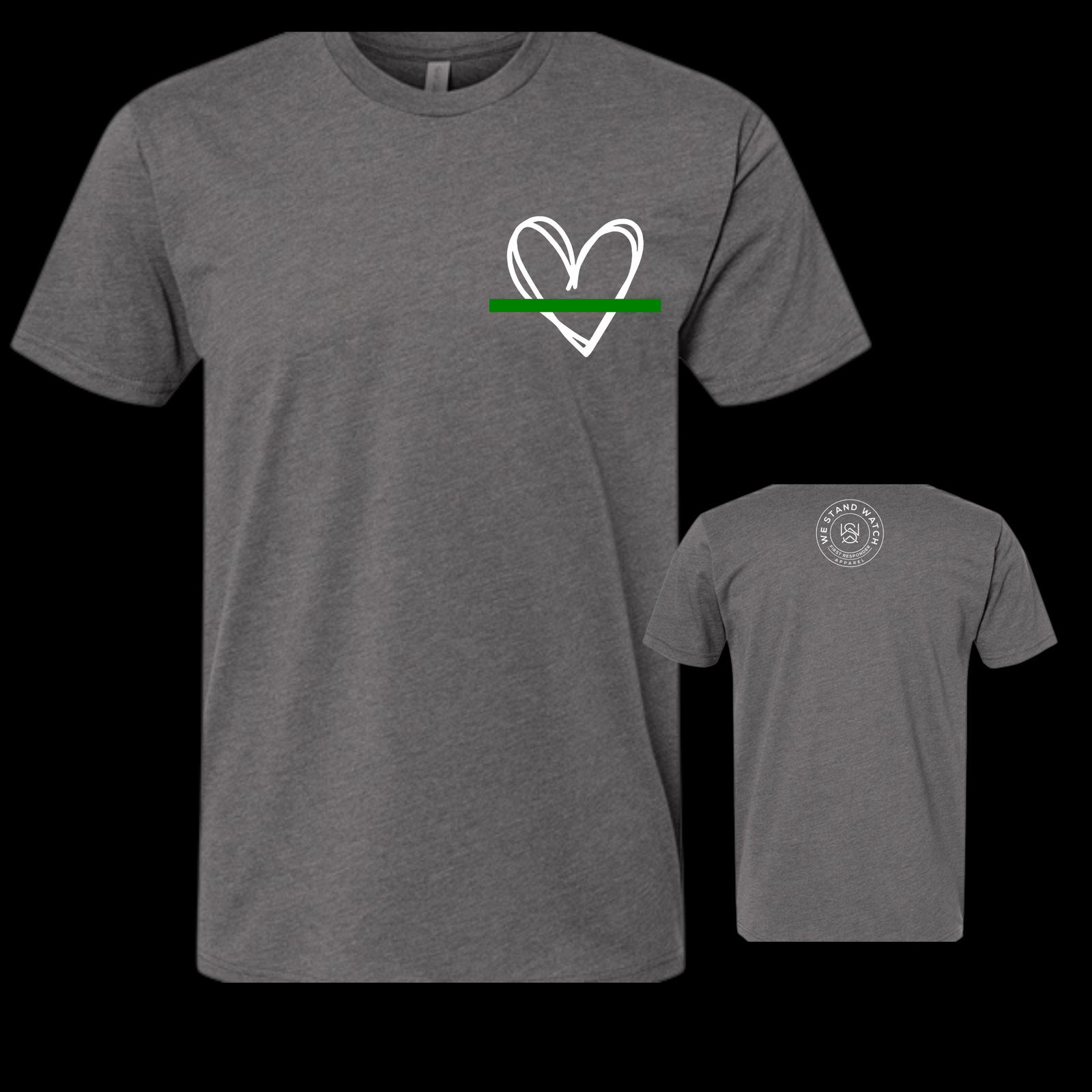 Military White Simplistic Heart Green - We Stand Watch