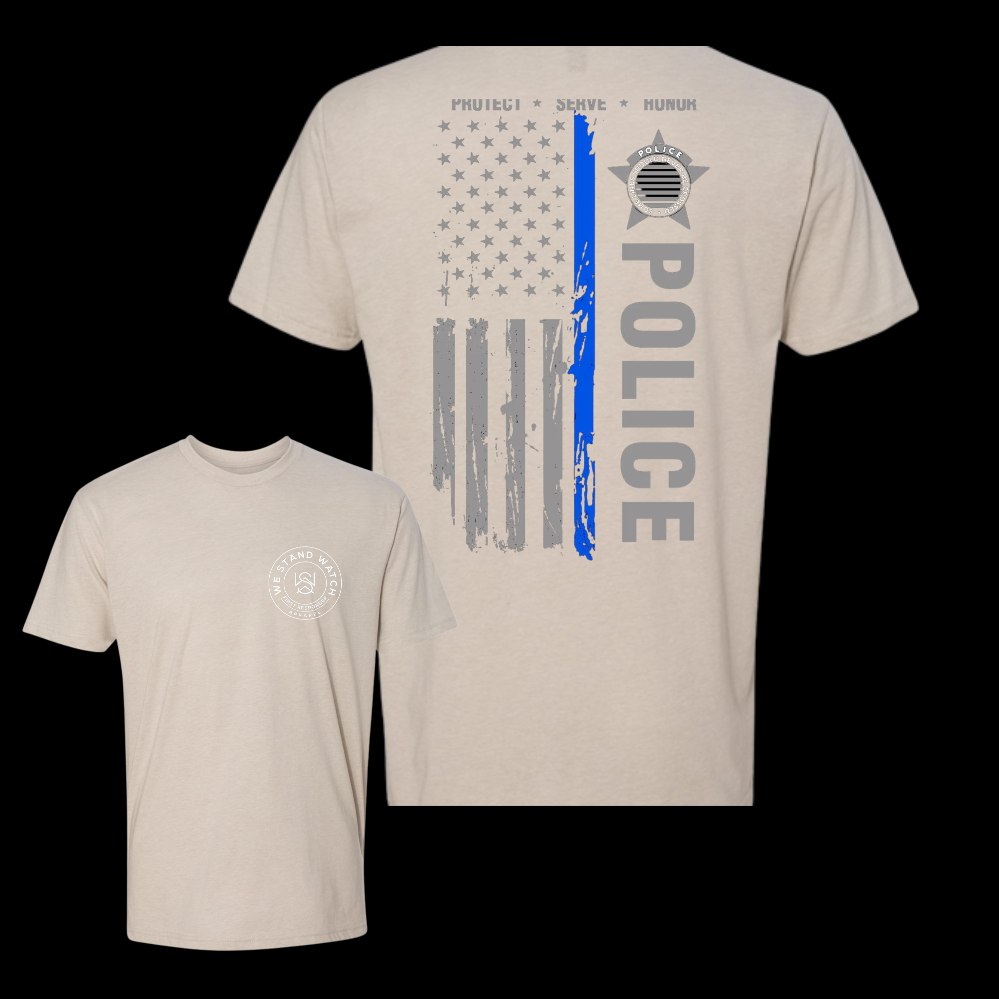 Police-Large Design Back Tee - We Stand Watch