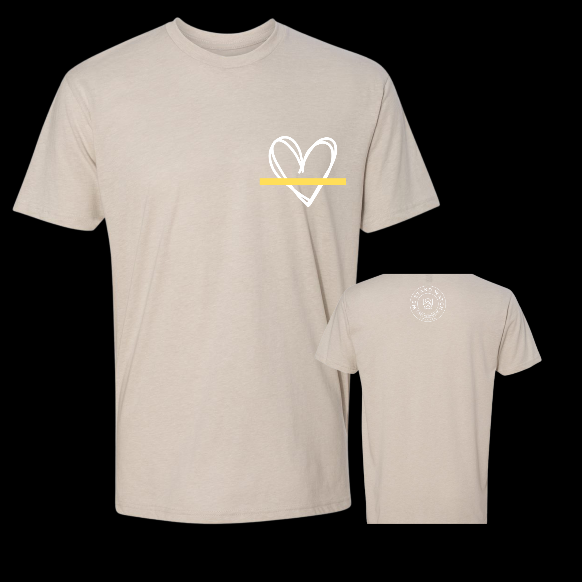 White Simplistic Heart Yellow Line - We Stand Watch