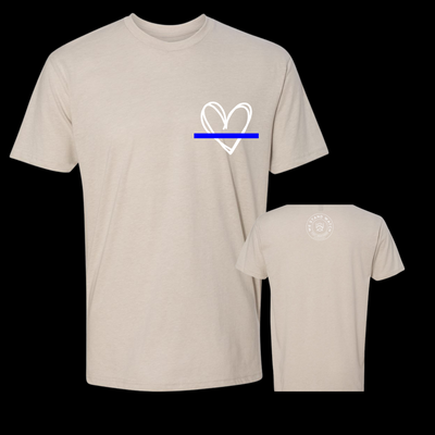 White Simplistic Heart Blue Line - We Stand Watch