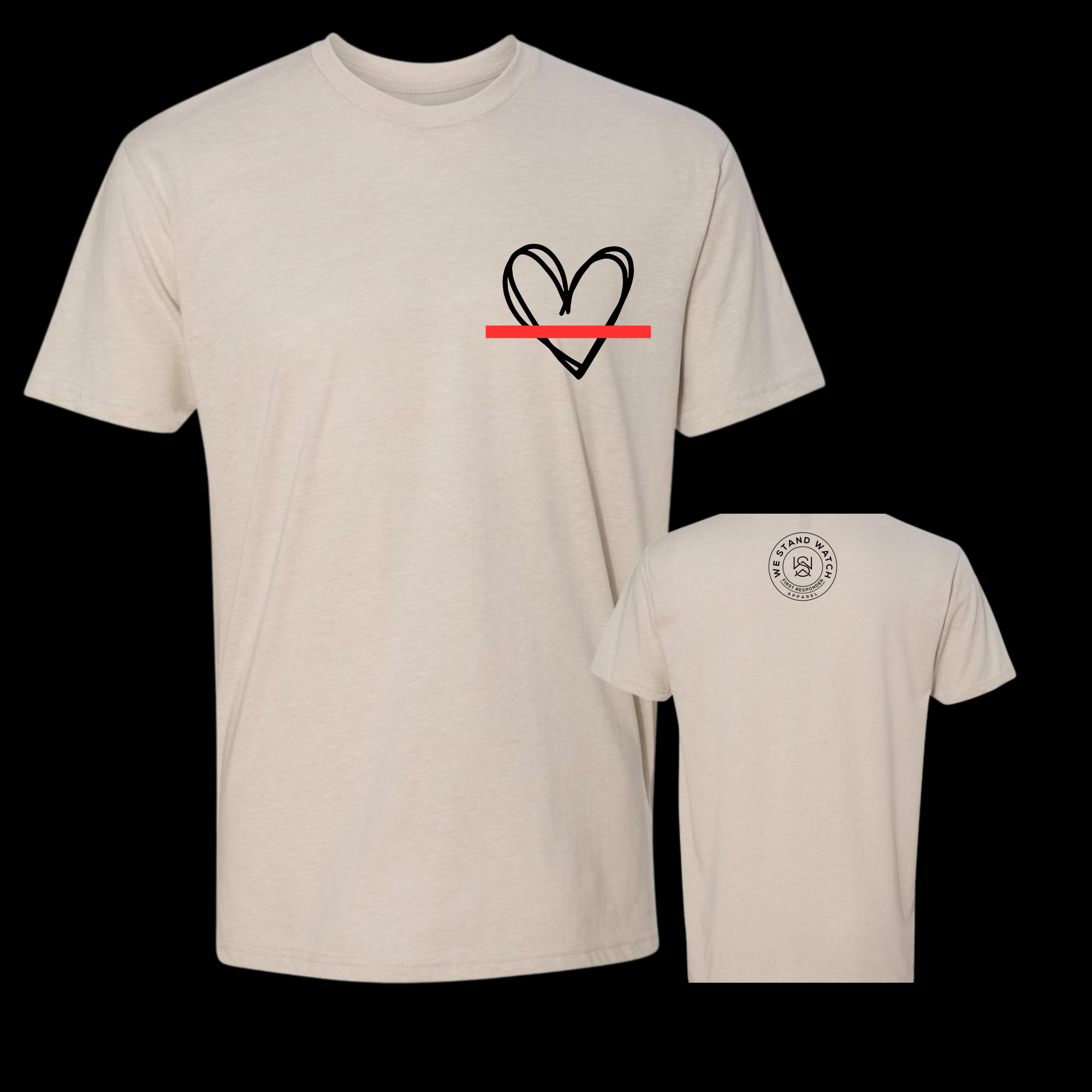 Black Simplistic Heart Red Line - We Stand Watch