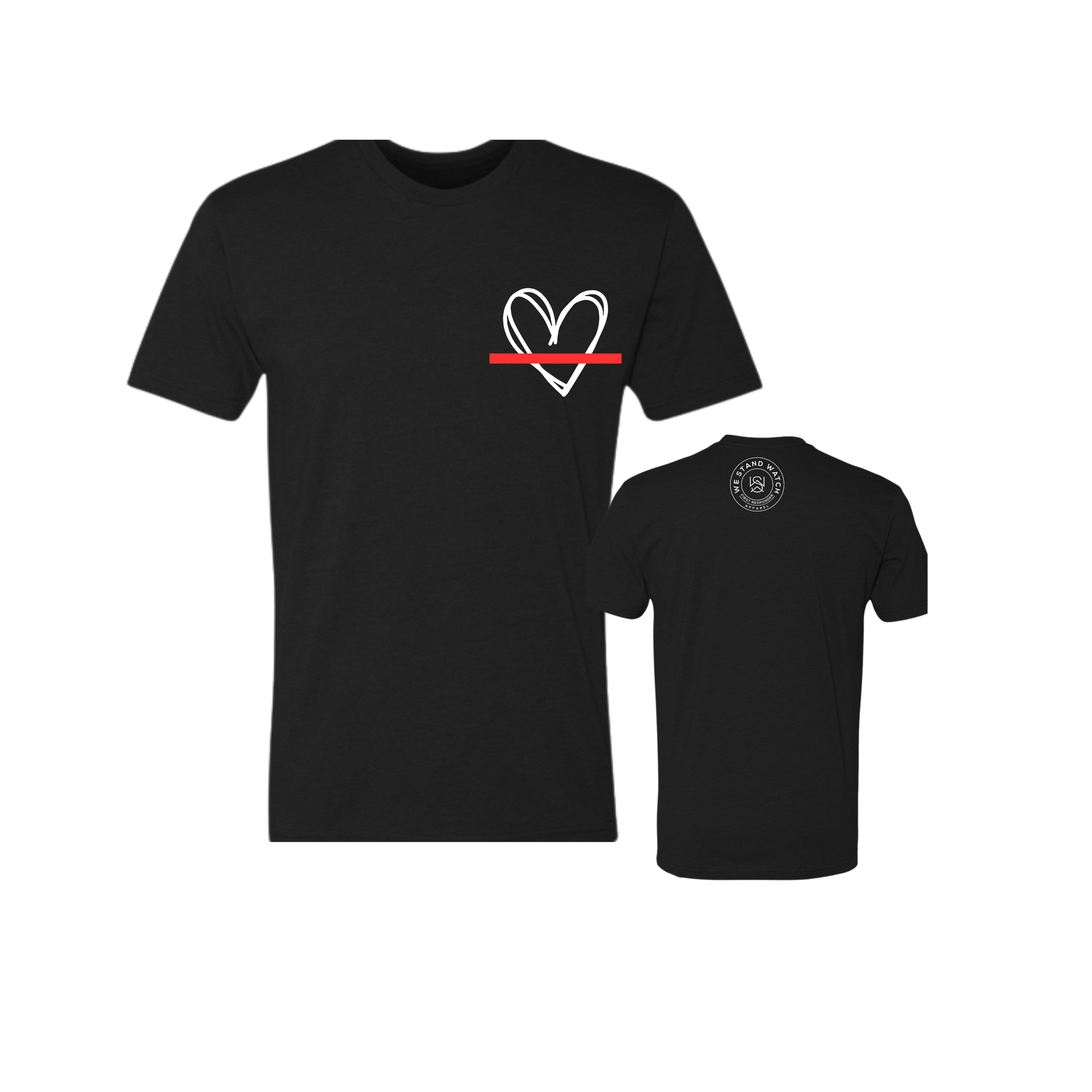 White Simplistic Heart Red Line