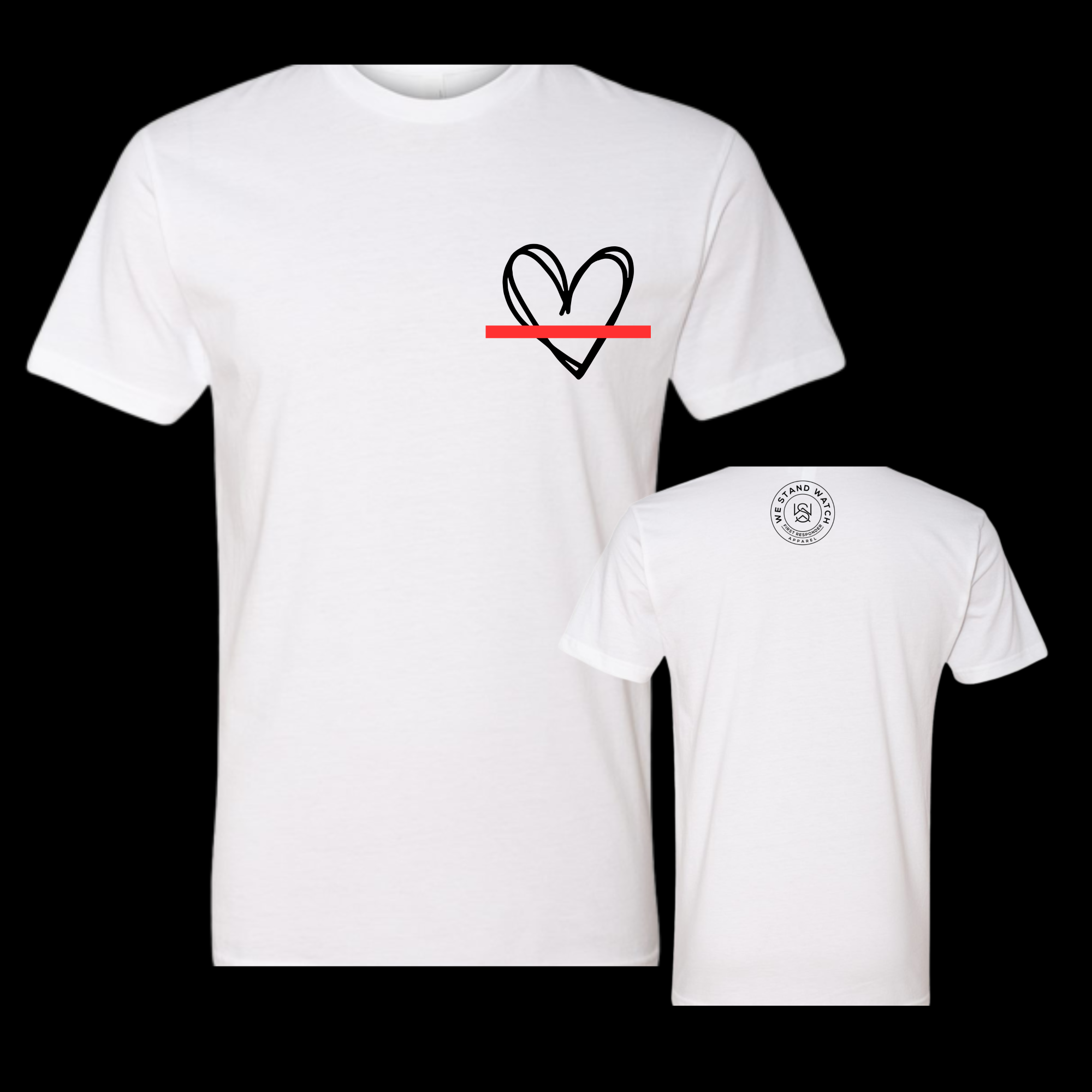 Black Simplistic Heart Red Line - We Stand Watch