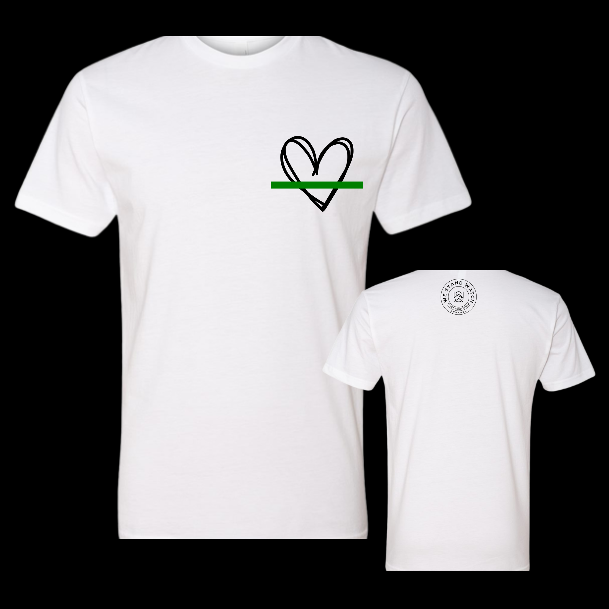 Military Black Simplistic Heart Green Line - We Stand Watch