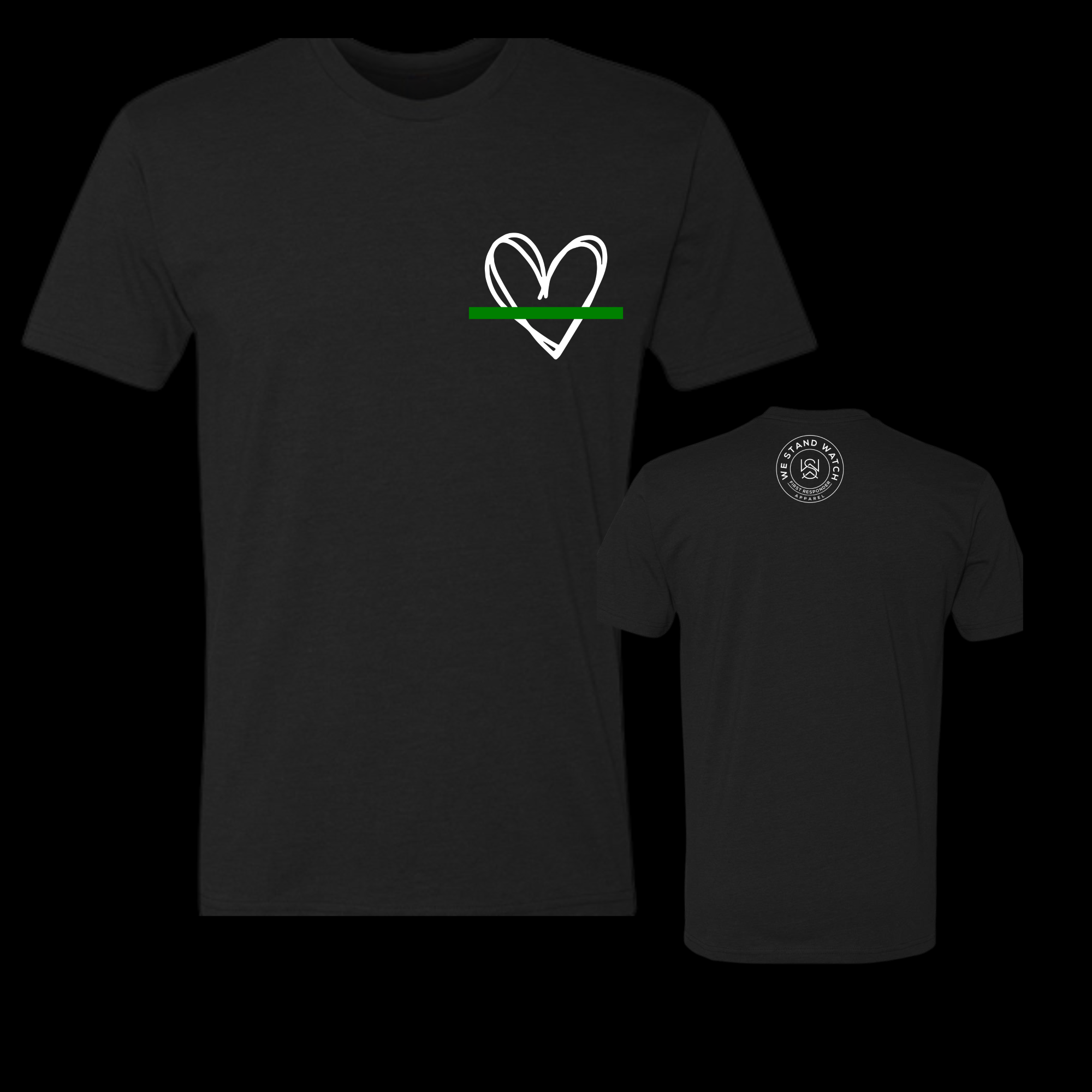 Military White Simplistic Heart Green - We Stand Watch