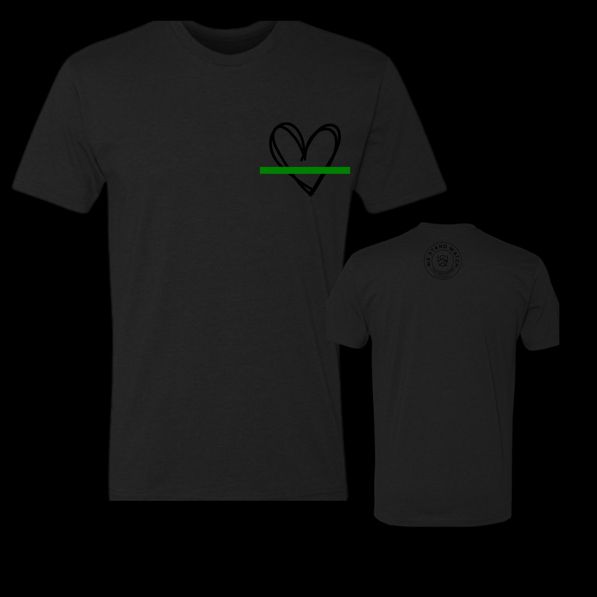 Military Black Simplistic Heart Green Line - We Stand Watch