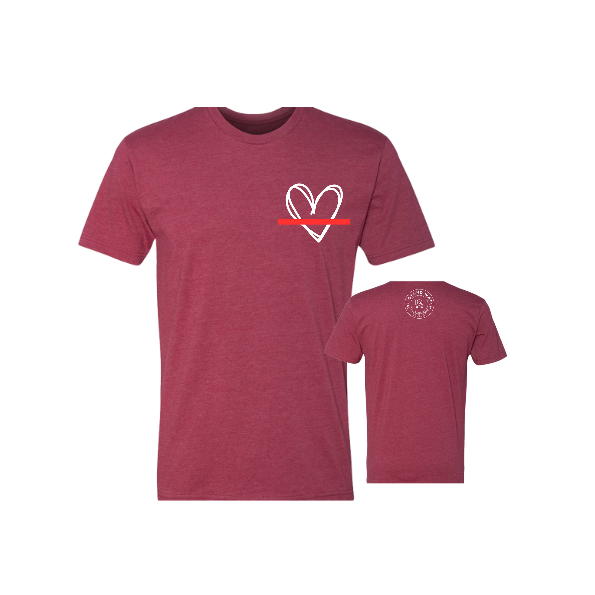 White Simplistic Heart Red Line