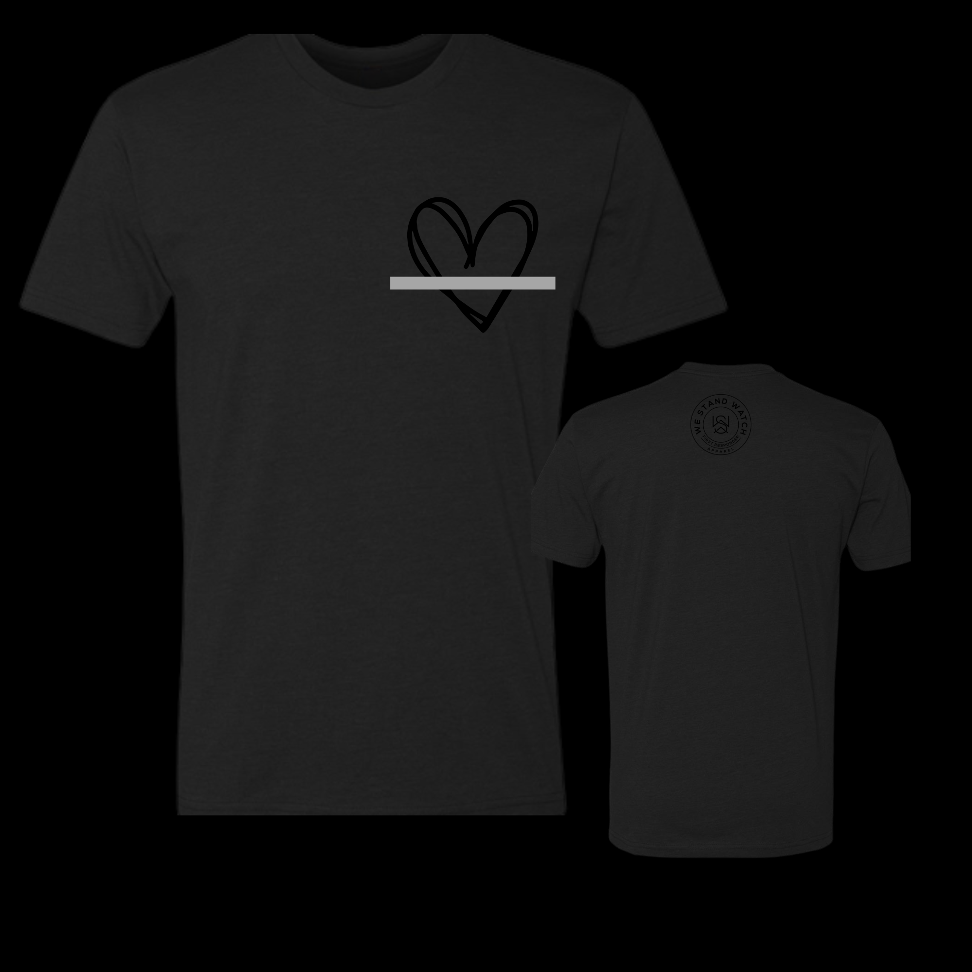 Corrections Black Simplistic Heart Grey Line - We Stand Watch
