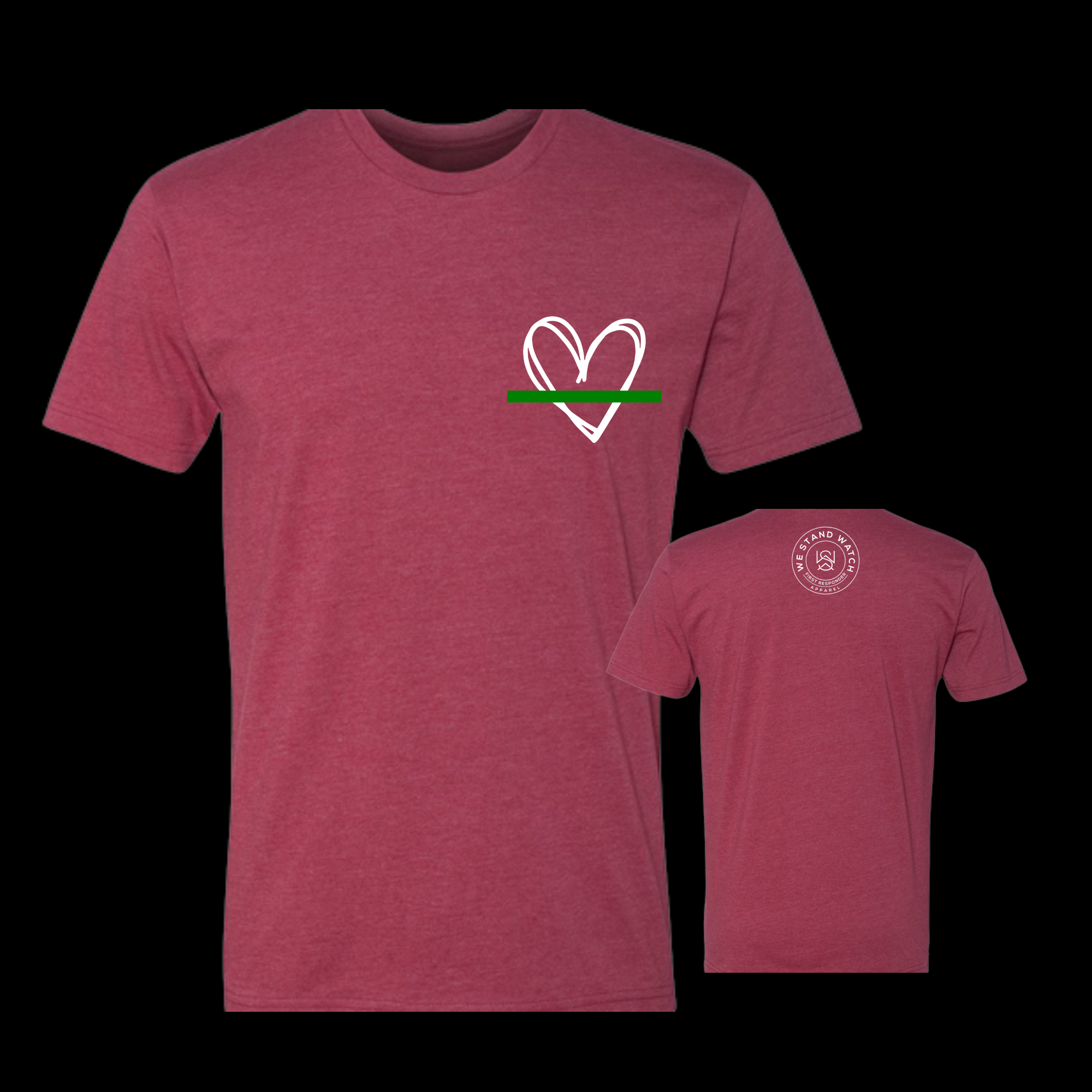 Military White Simplistic Heart Green - We Stand Watch