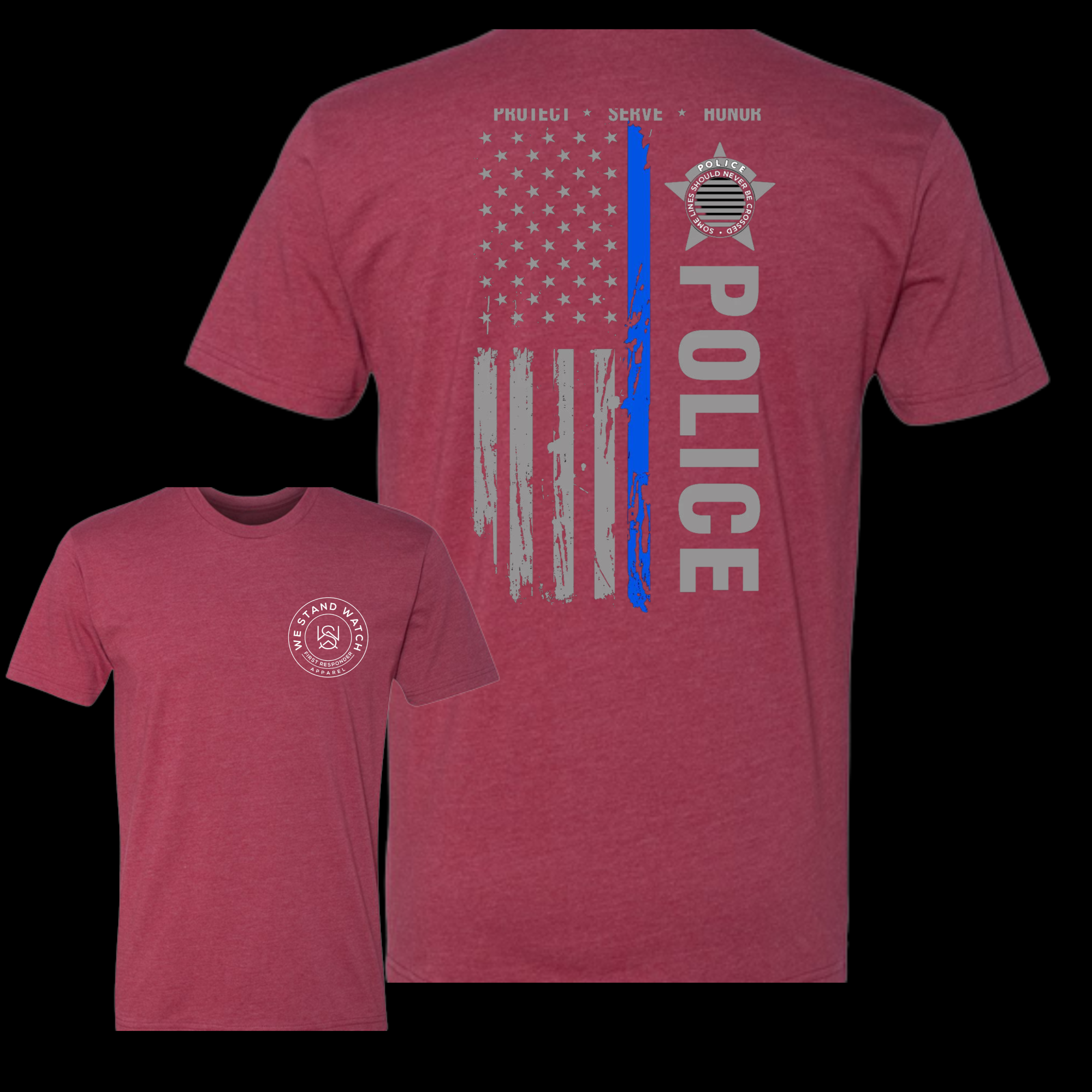 Police-Large Design Back Tee - We Stand Watch