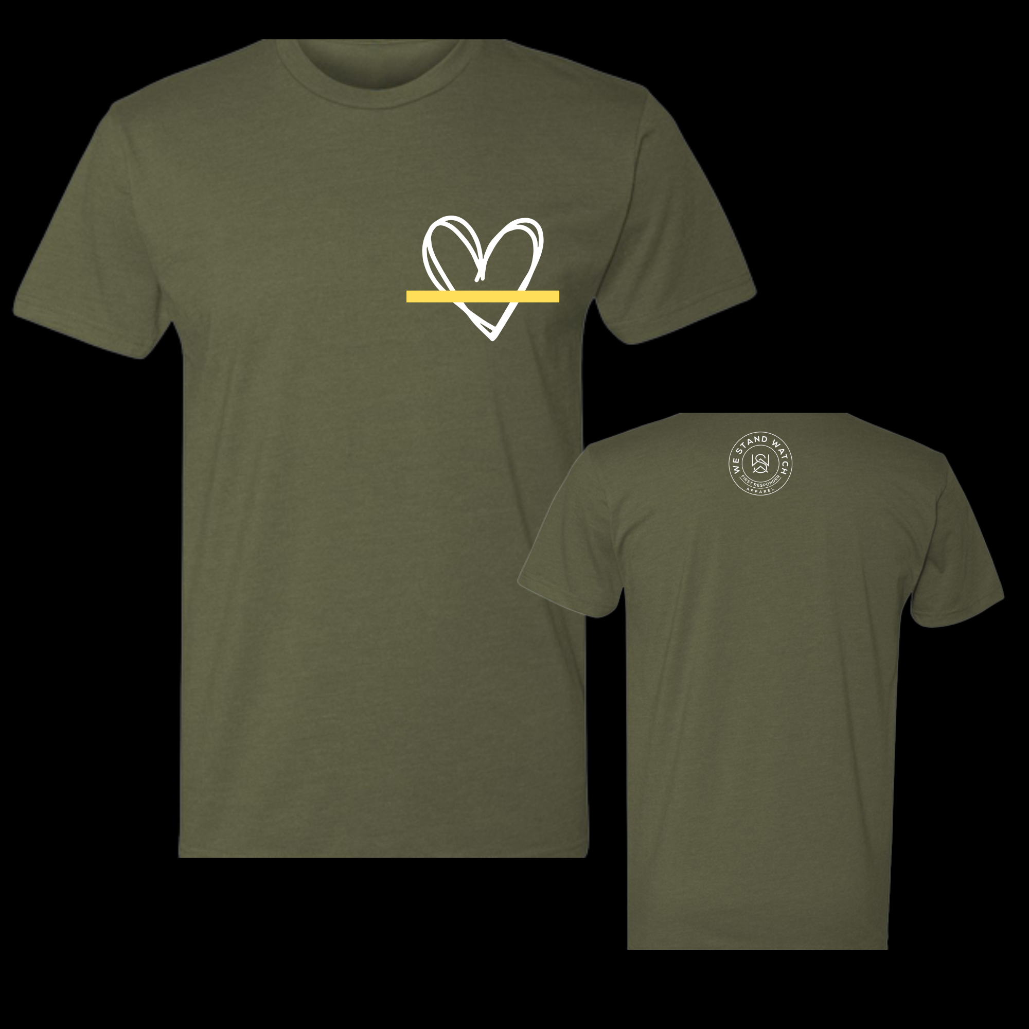 White Simplistic Heart Yellow Line - We Stand Watch