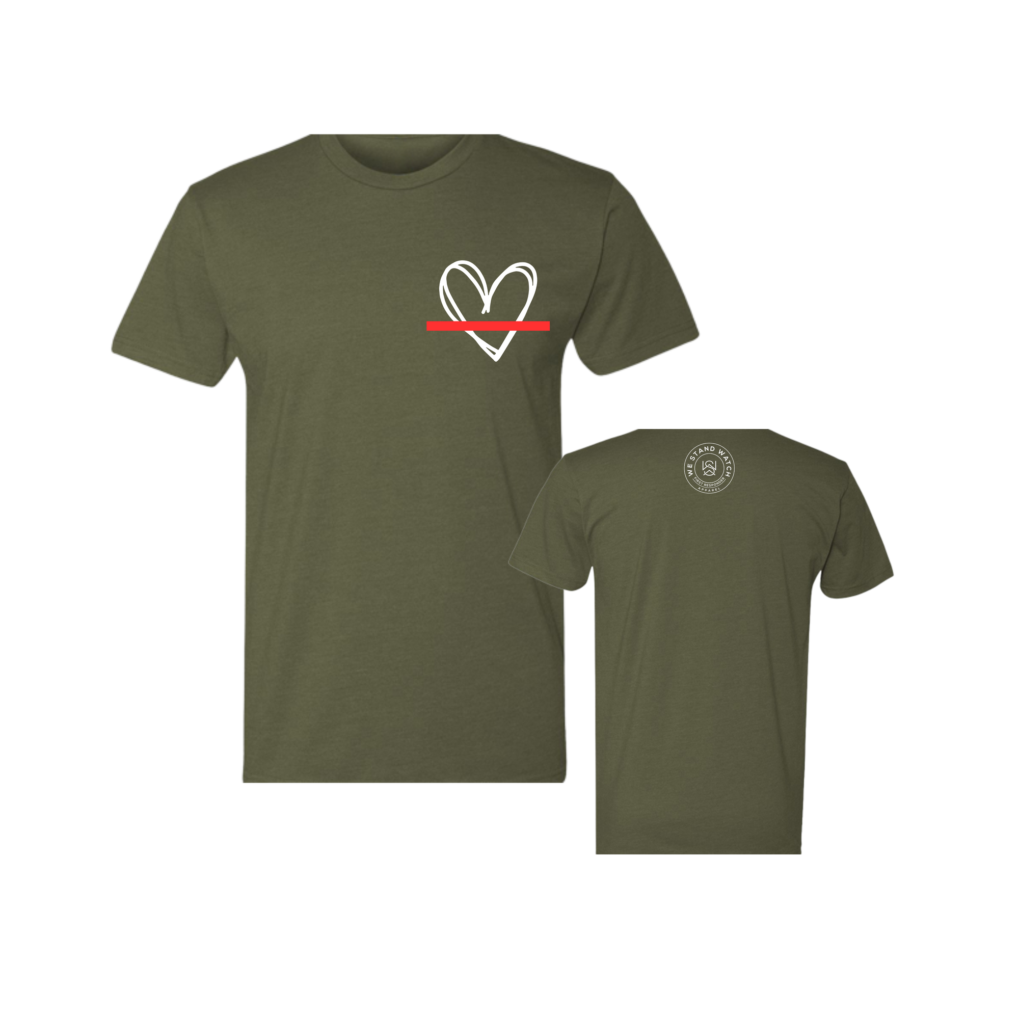 White Simplistic Heart Red Line