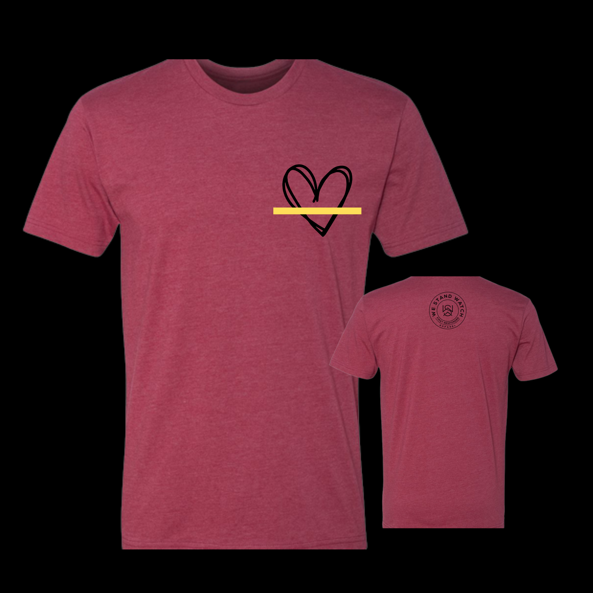 Black Simplistic Heart Yellow Line - We Stand Watch