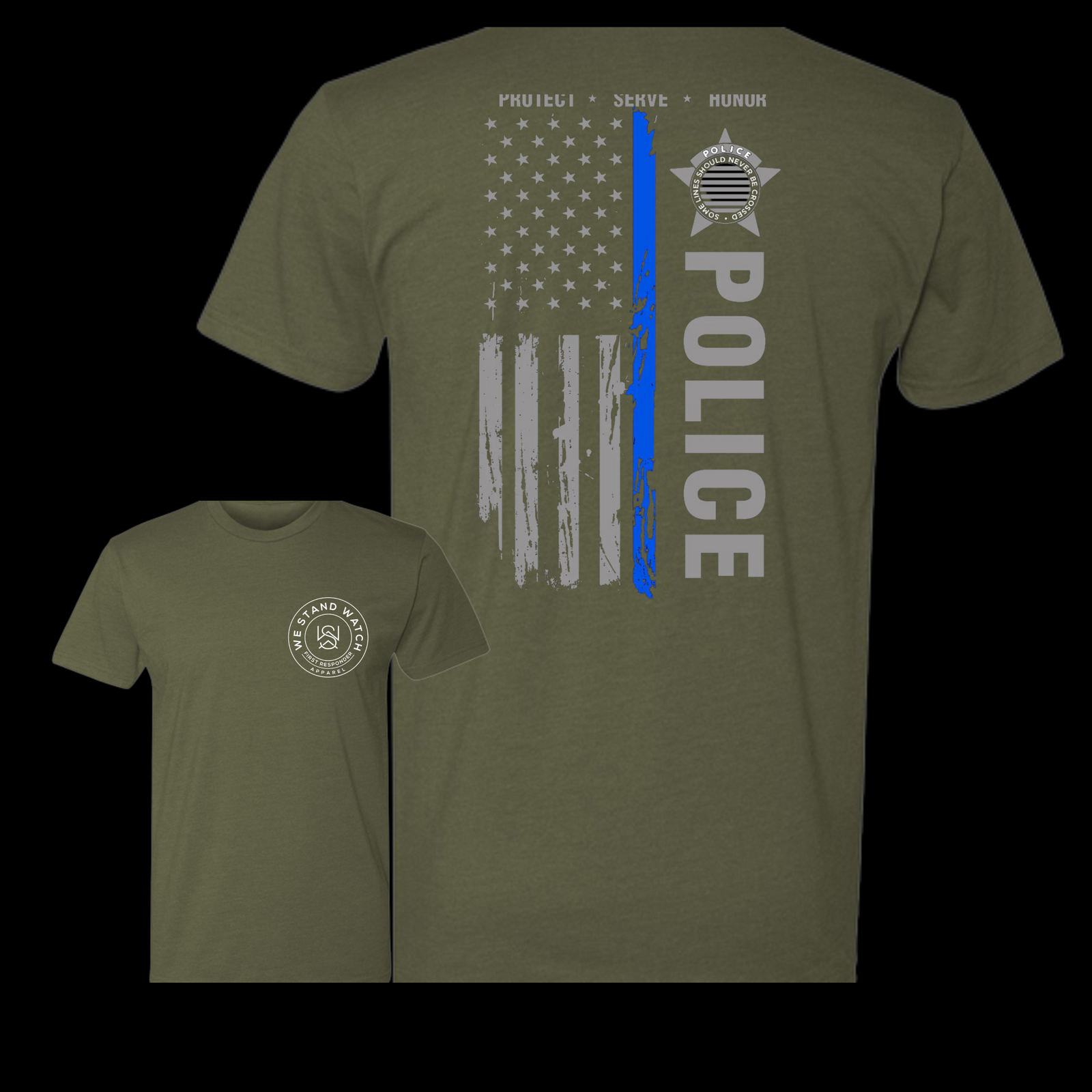 Police-Large Design Back Tee - We Stand Watch