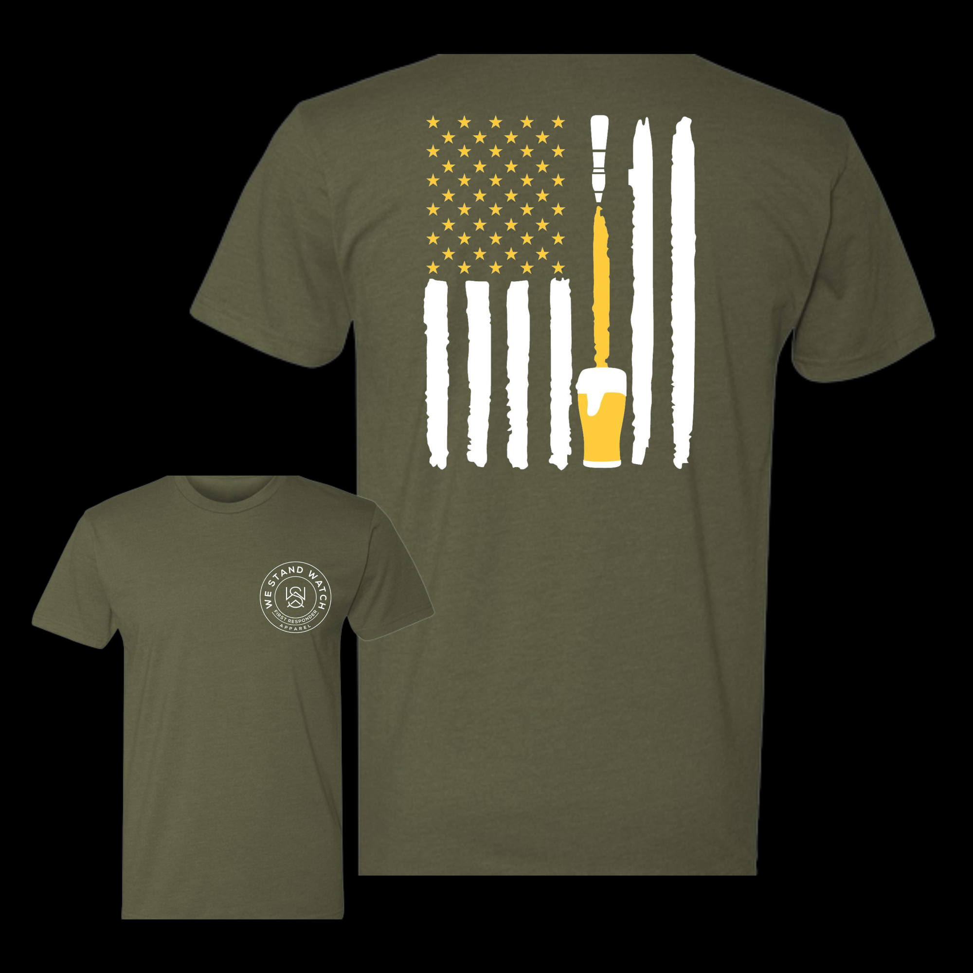 Keg Flag Back (White) - We Stand Watch