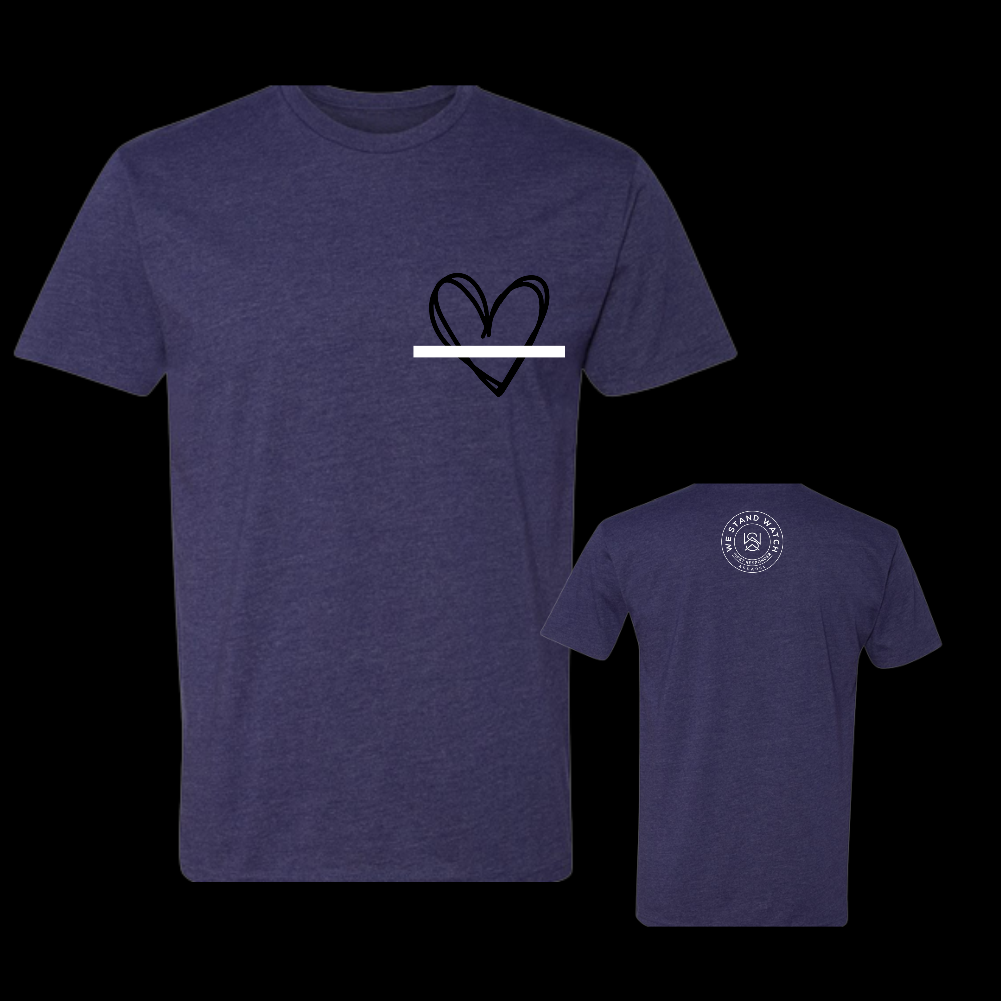 EMS Simplistic Heart White Line - We Stand Watch