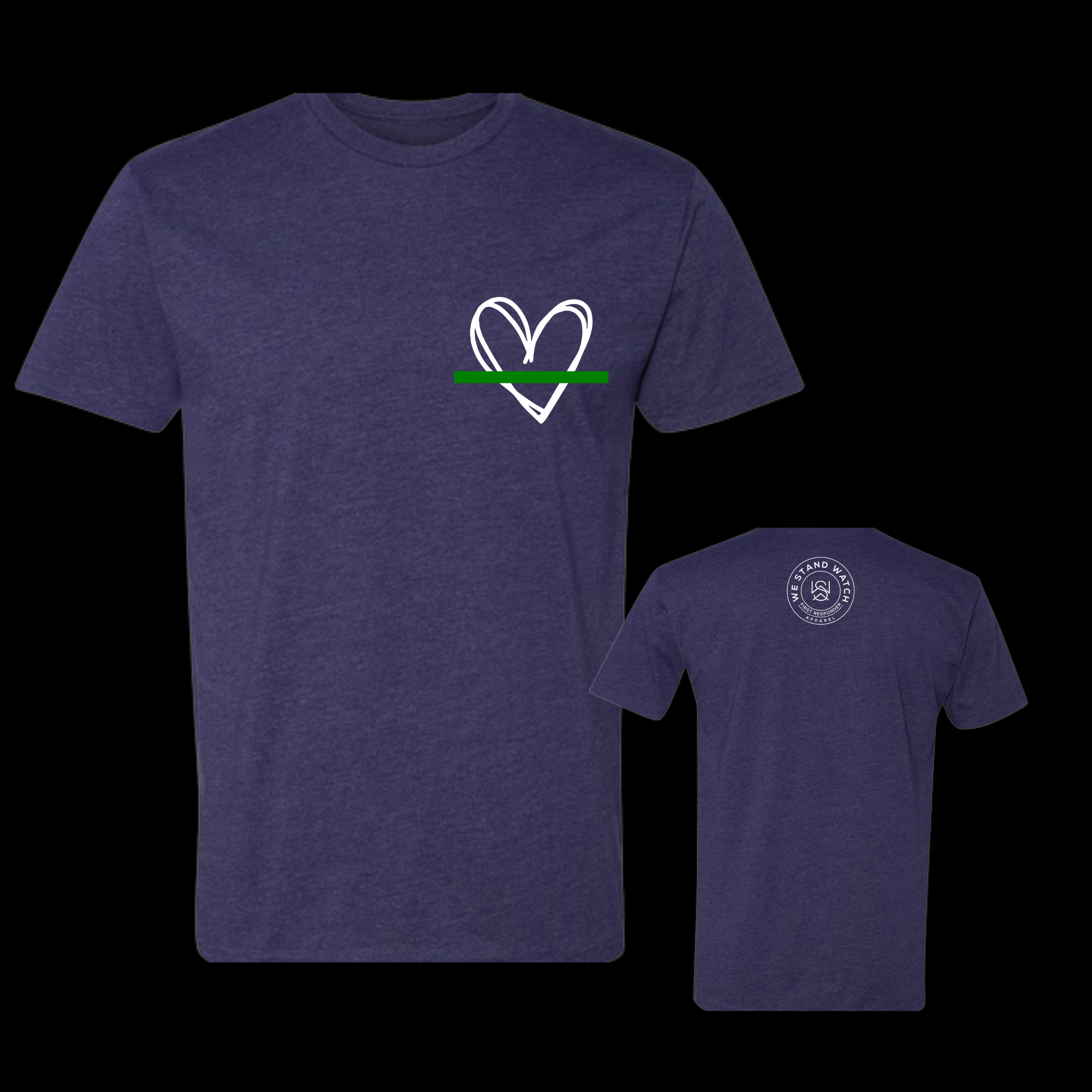 Military White Simplistic Heart Green - We Stand Watch