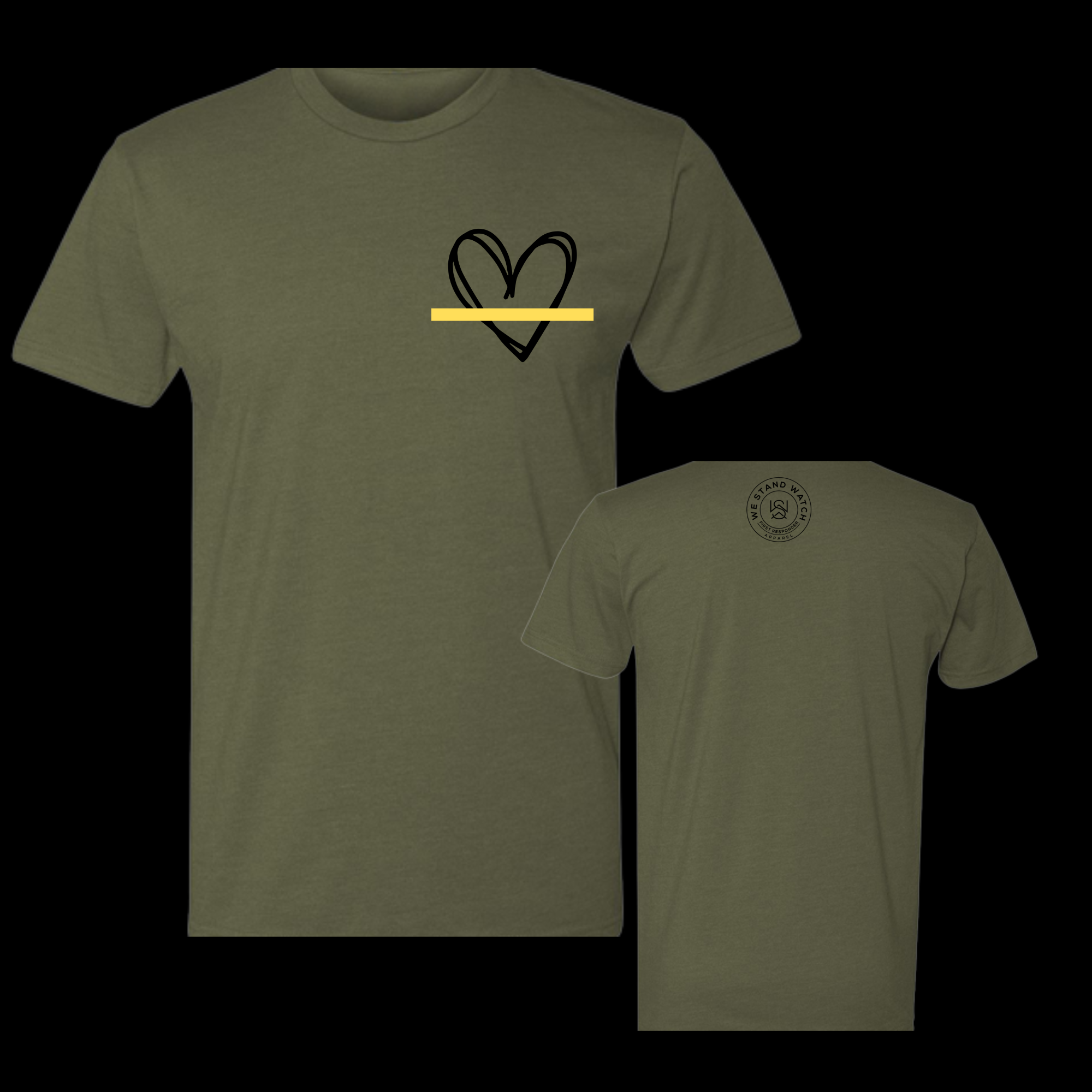 Black Simplistic Heart Yellow Line - We Stand Watch