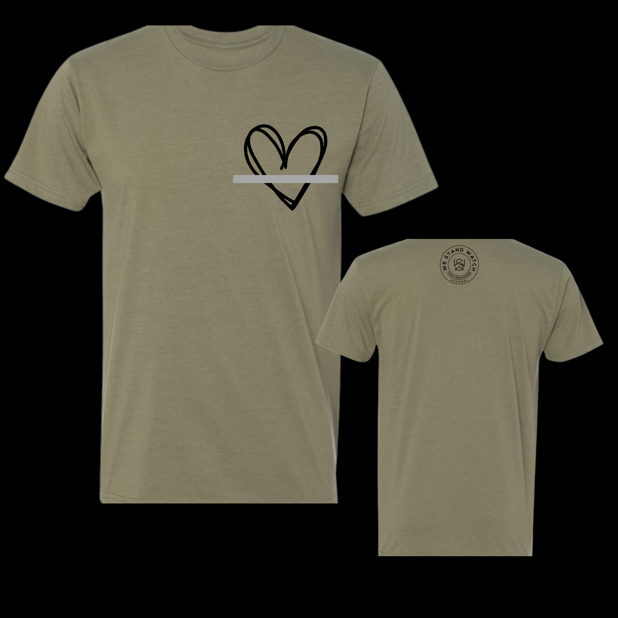 Corrections Black Simplistic Heart Grey Line - We Stand Watch