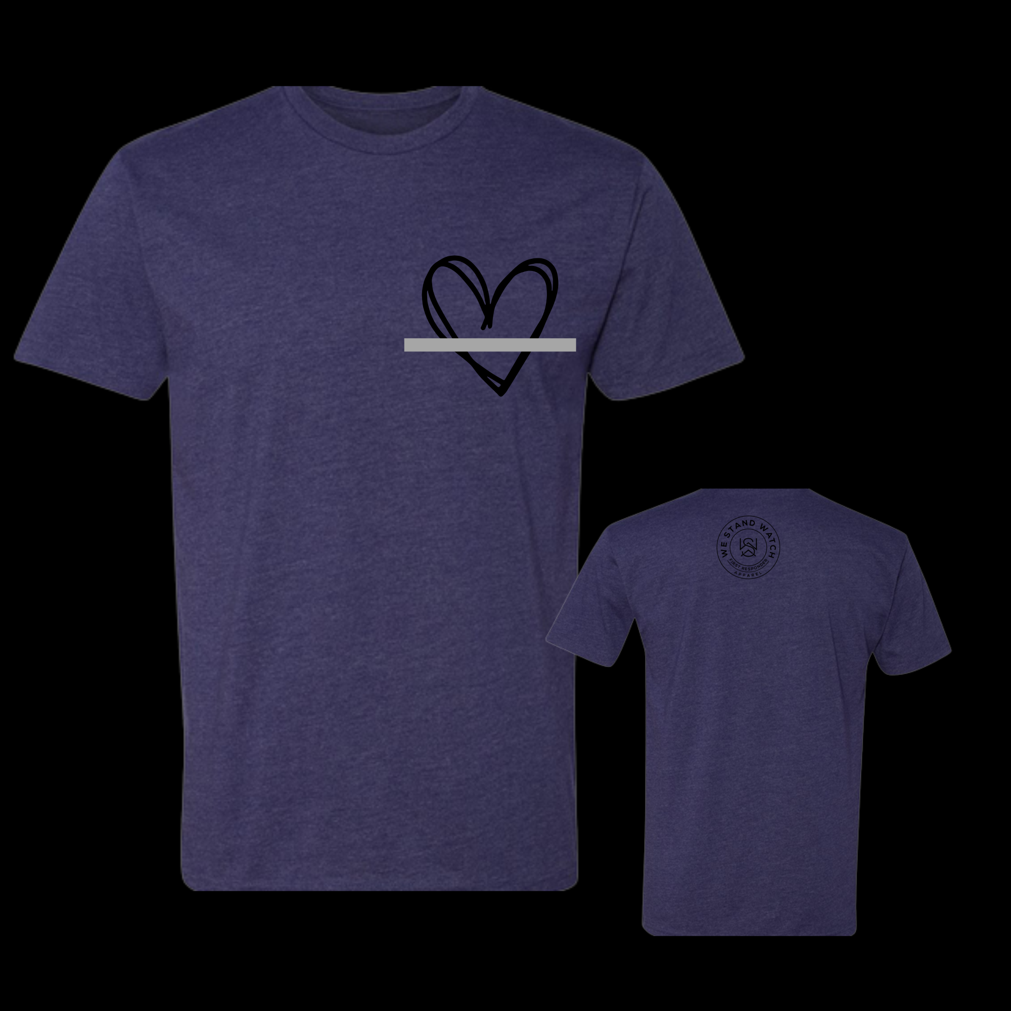 Corrections Black Simplistic Heart Grey Line - We Stand Watch