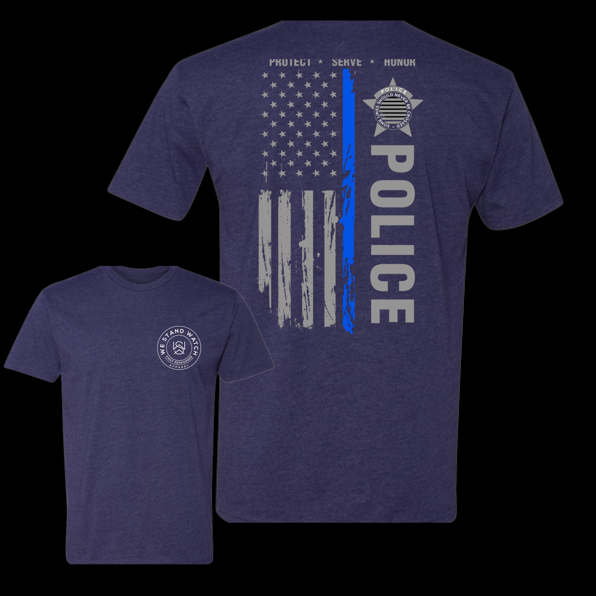 Police-Large Design Back Tee - We Stand Watch