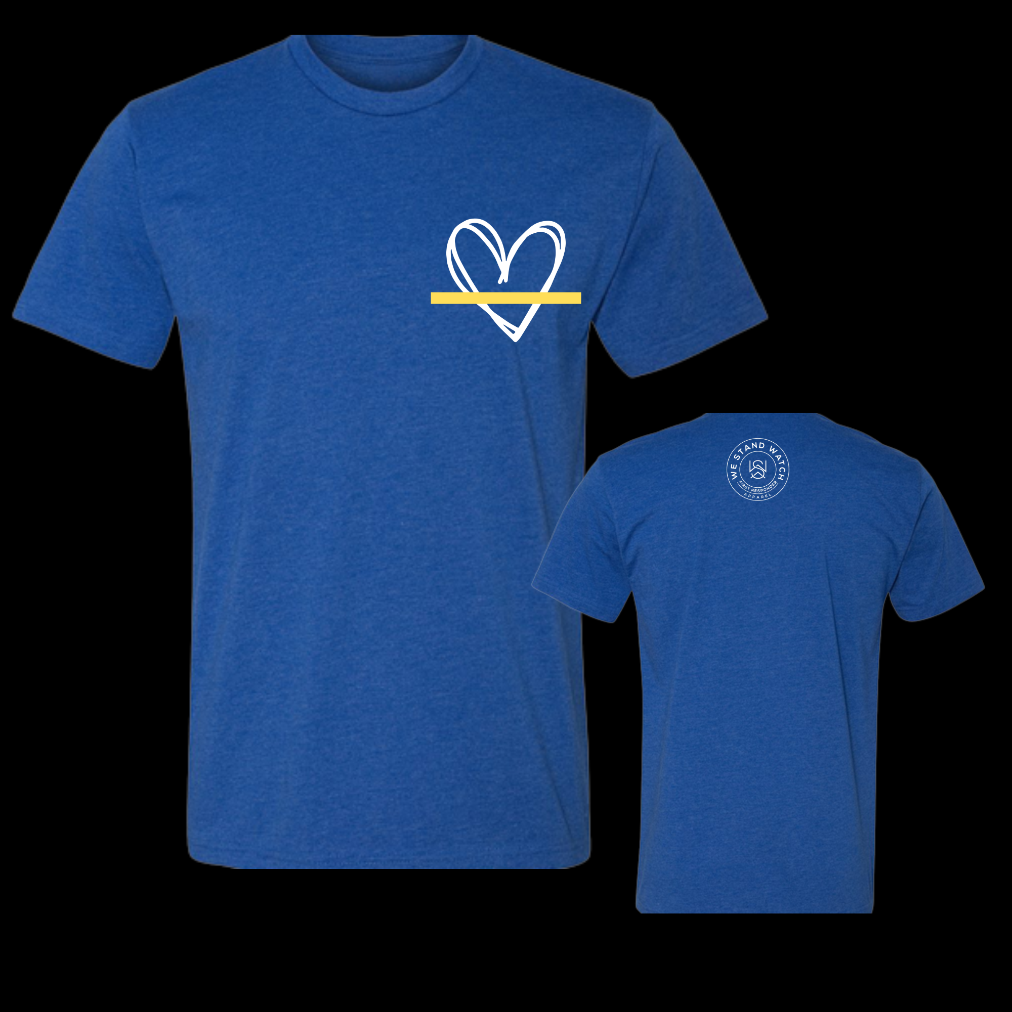 White Simplistic Heart Yellow Line - We Stand Watch