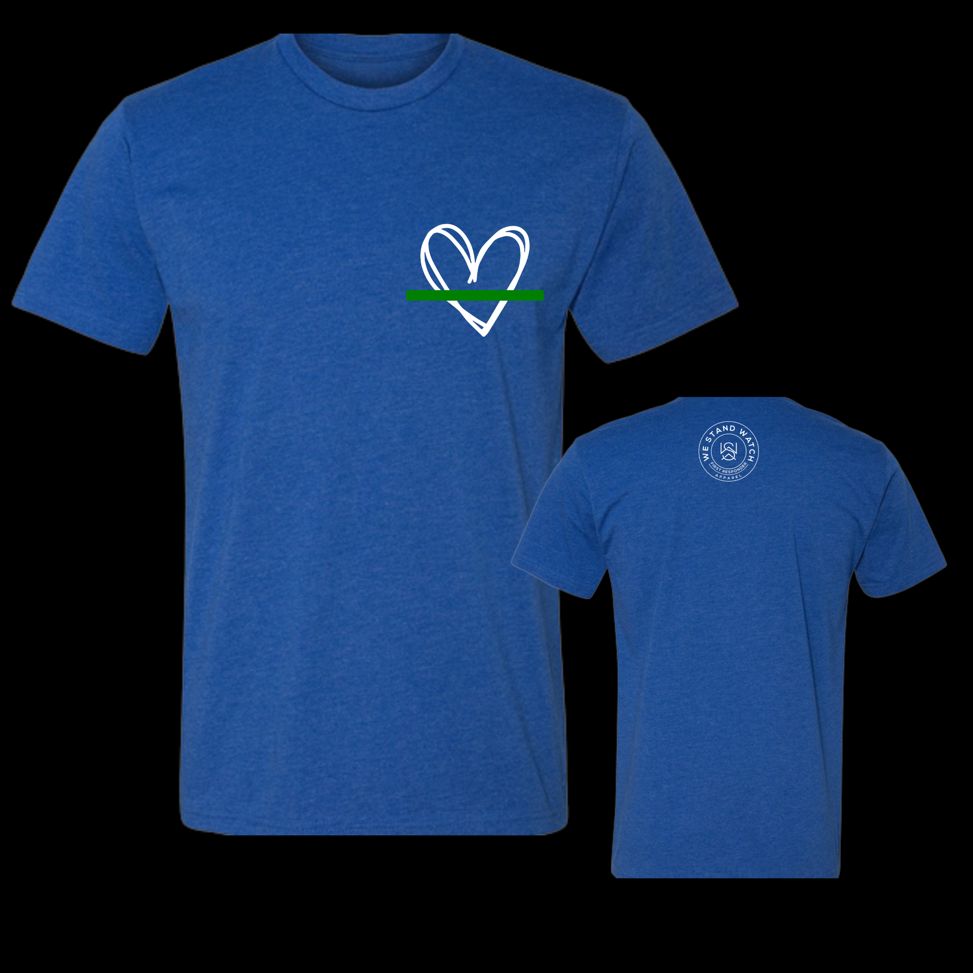 Military White Simplistic Heart Green - We Stand Watch