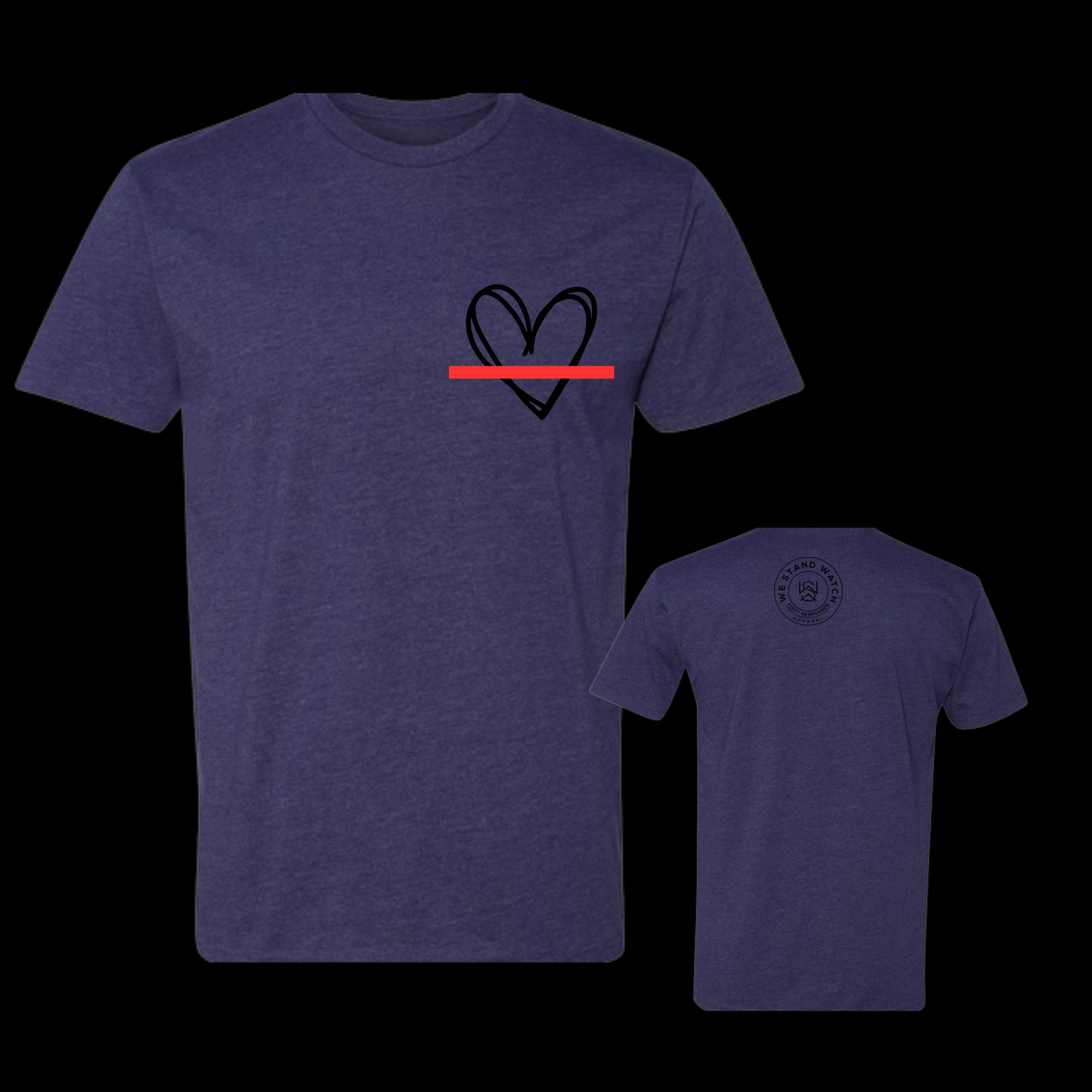 Black Simplistic Heart Red Line - We Stand Watch
