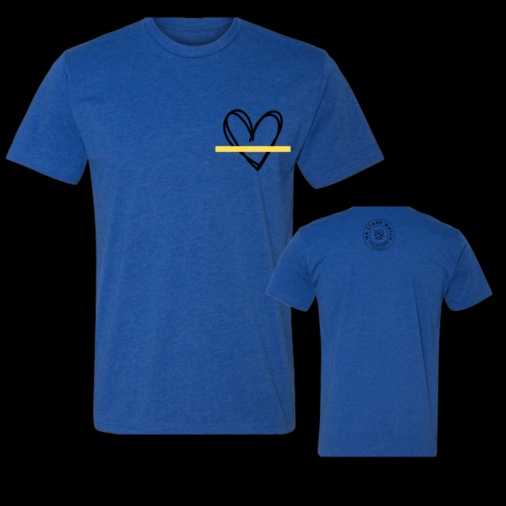 Black Simplistic Heart Yellow Line - We Stand Watch