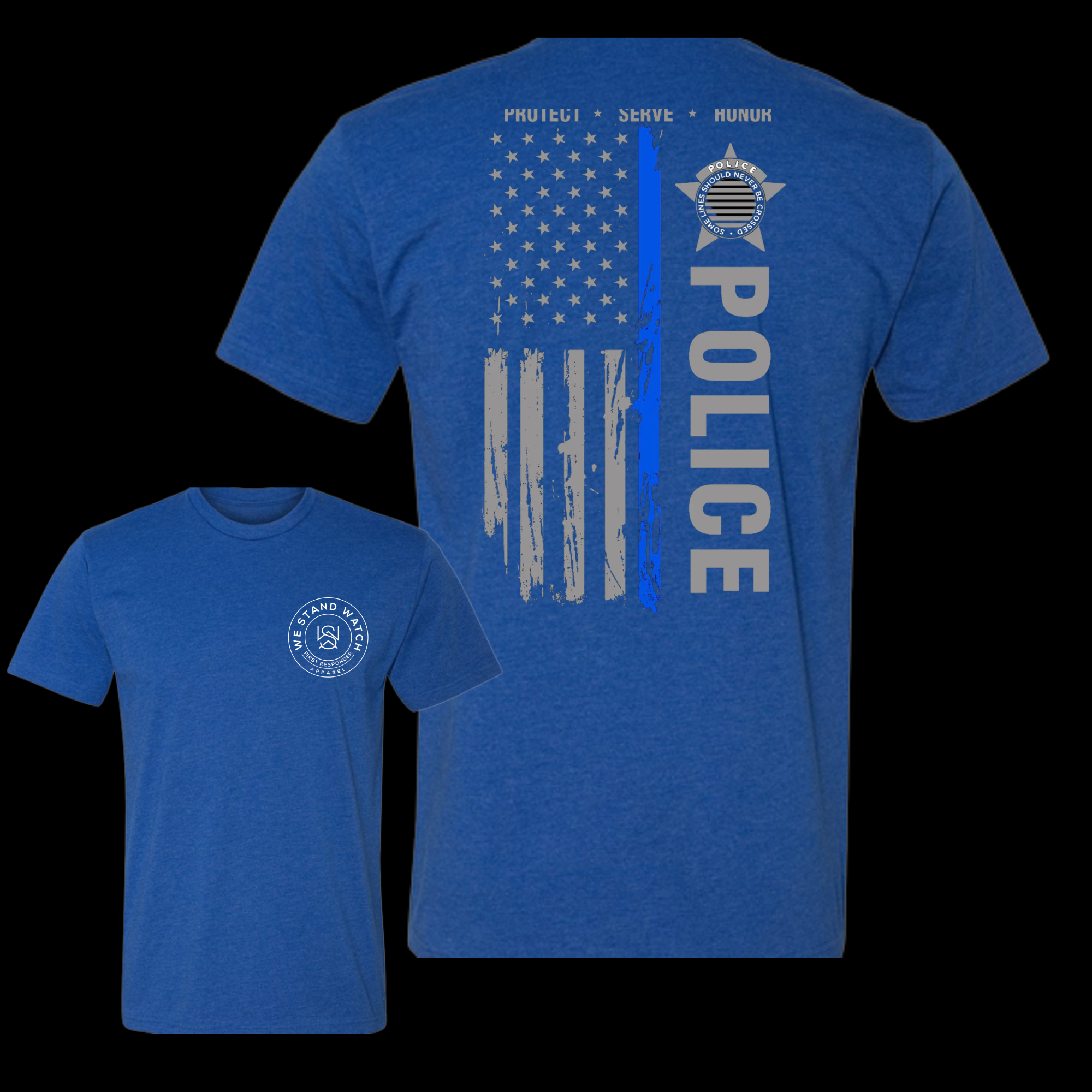 Police-Large Design Back Tee - We Stand Watch