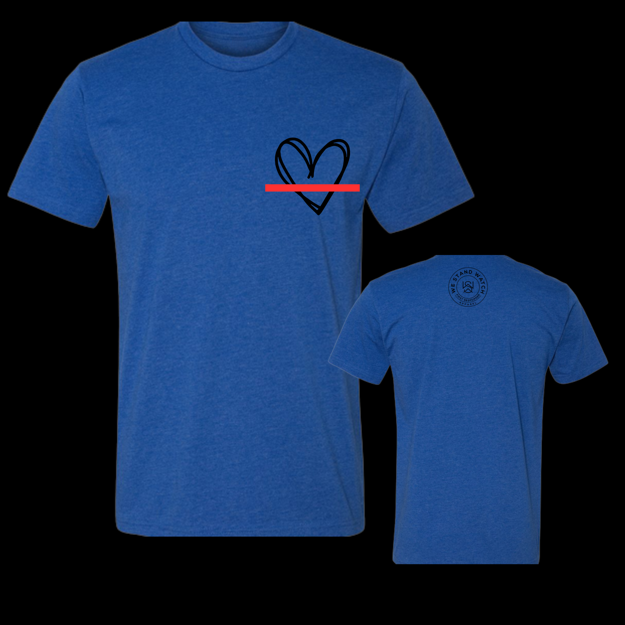 Black Simplistic Heart Red Line - We Stand Watch