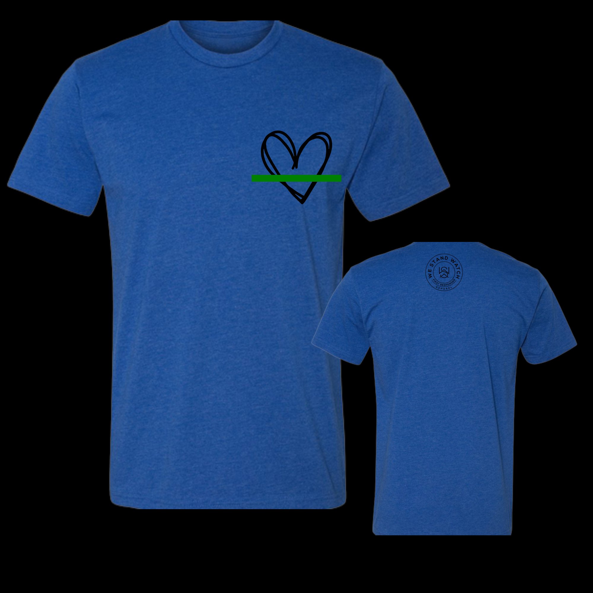 Military Black Simplistic Heart Green Line - We Stand Watch