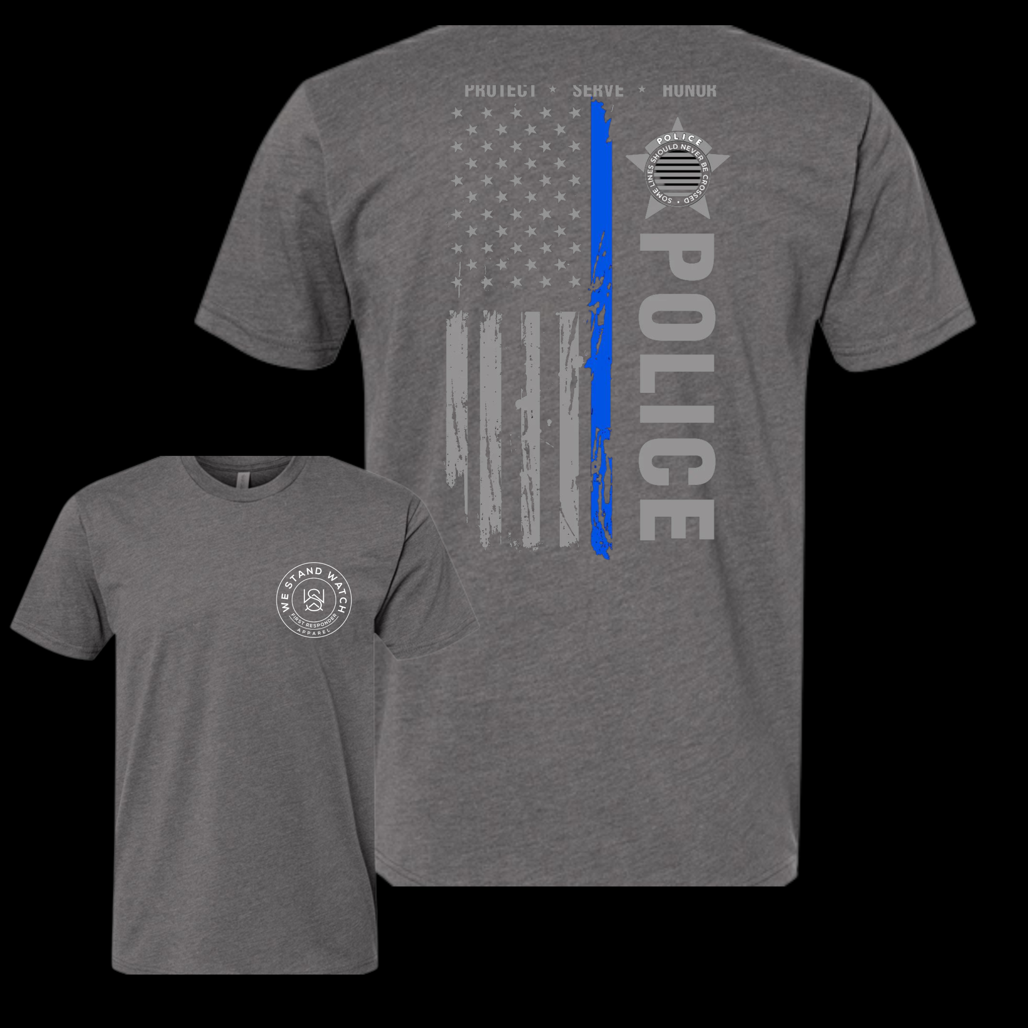 Police-Large Design Back Tee - We Stand Watch